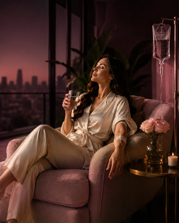 Woman receiving luxury IV therapy